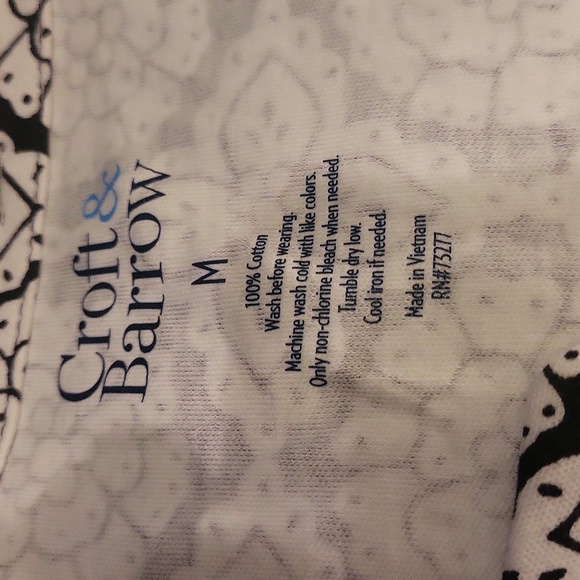 NWT Croft & Barrow shirt b&w elbow sleeve, Medium, 109% cotton - Picture 5 of 6